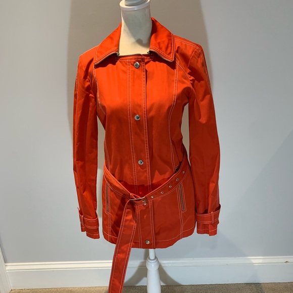 Michael Kors Orange Trench Coat With Belt Woman’s‎ Xs - Picture 1 of 11
